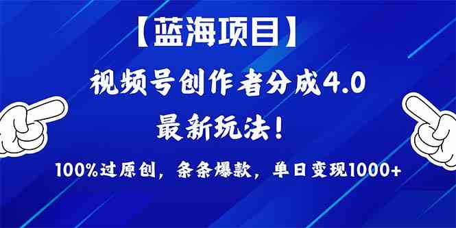 （9777期）2024蓝海项目视频号，最新方法， 100%过原创，条条爆款，单日变现1K+，…-自学资料及项目