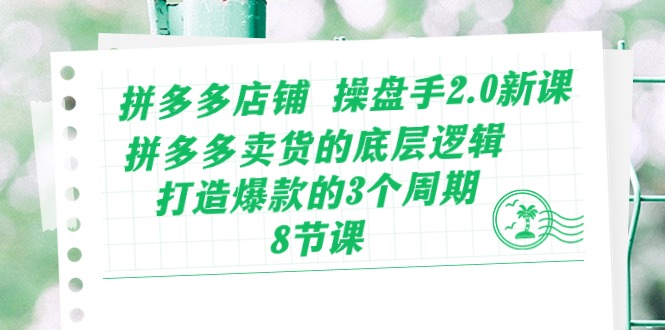 拼多多店铺操盘手2.0新课，拼多多卖货的底层逻辑，打造爆款的3个周期（8节）-自学资料及项目