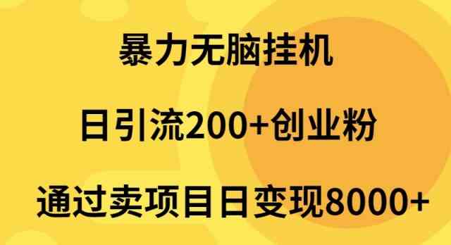 （9788期）暴力无脑挂机日引流200+创业粉通过卖项目日变现2000+-自学资料及项目